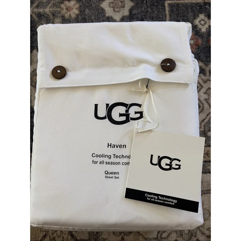New UGG Haven Queen Sheet Set 4 PCS Cooling Technology Bright White Solid